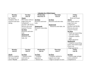 Calendar for 1920s Project Monday Feb 13 By Tuesday: Complete