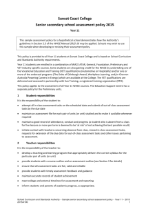 Sample senior secondary assessment policy – Year 11