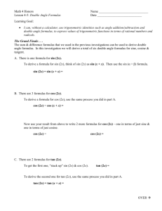 Lesson 4-5: Double Angle Formulas