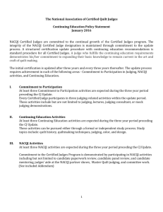 Certified Judge Update Form - National Association of Certified Quilt