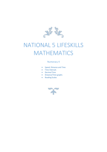 National 5 Lifeskills Numeracy4 speed,distance,time and scales