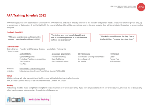 APA Training Schedule 2012