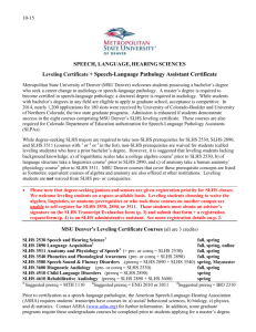 SLHS Leveling Registration - Metropolitan State University of Denver