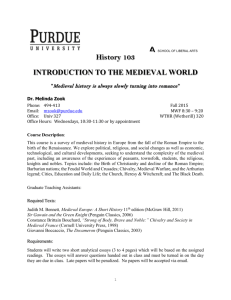 History 103 INTRODUCTION TO THE MEDIEVAL WORLD