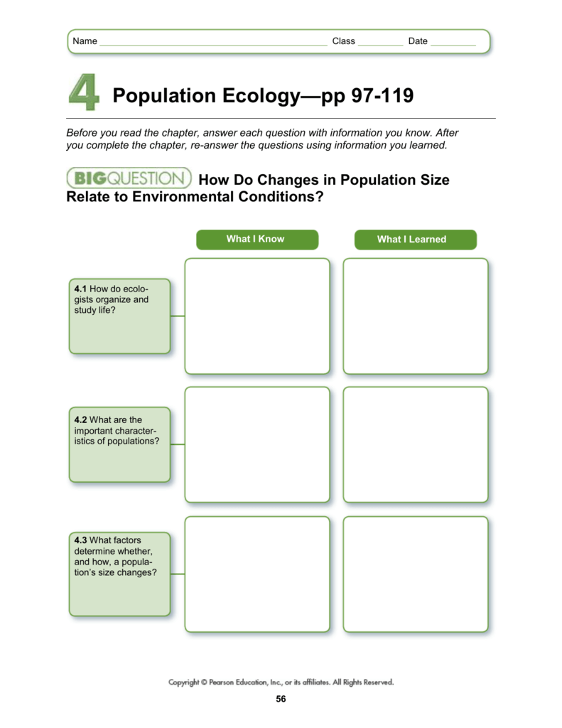 population ecology homework and study guide