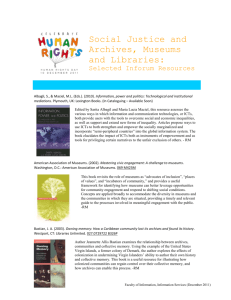 Social Justice and Archives, Museums and Libraries: Selected