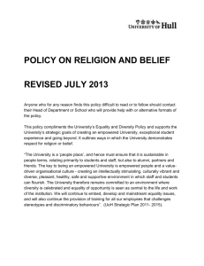 POLICY ON RELIGION AND BELIEF