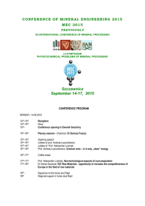 CONFERENCE OF MINERAL ENGINEERING 2015