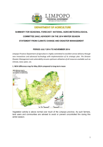 Summary for seasonal forecast for the period July 2014 to