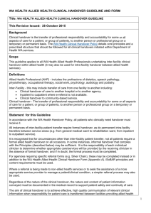 WA Health Allied Health Clinical Handover Guideline (MSWord)
