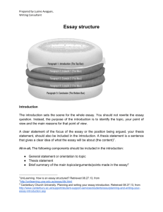 Essay structure - Center for Student Success