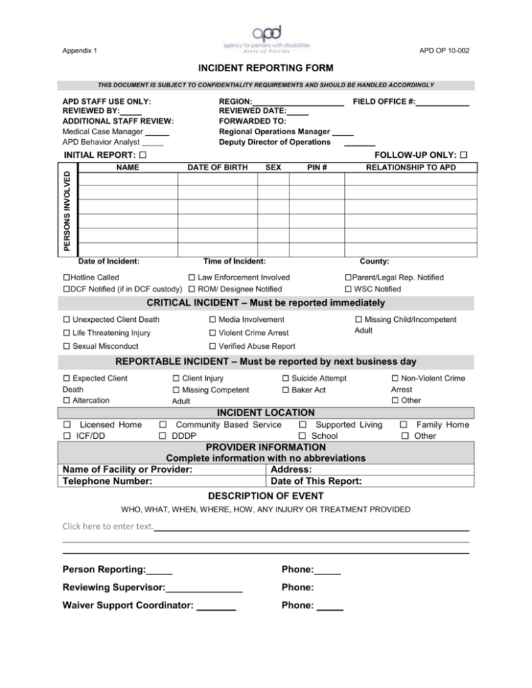 Incident Reporting