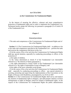 Act CXI of 2011 on the Commissioner for Fundamental Rights