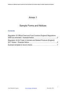 Regulation 32 Official Feed and Food Controls (England)