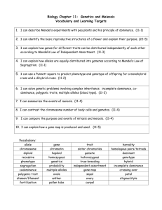 U10: Genetics and Meiosis: Vocabulary and