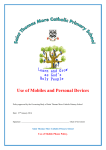 Use of Mobile Phone Policy. - Saint Thomas More Catholic Primary