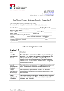 Confidential Student Reference Form for Grades 1 to 5