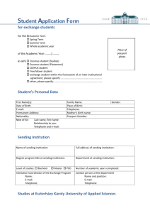 Student Application Form for exchange students