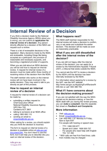 Factsheet: Internal review of a decision
