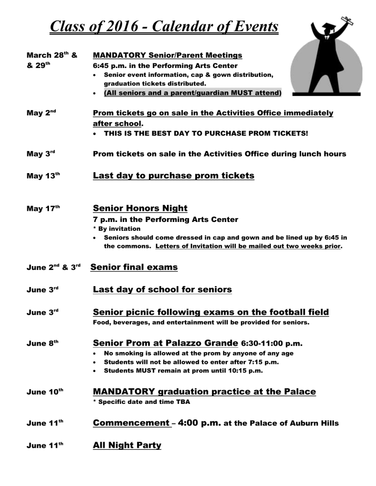Calendar Of Events