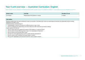 Year 5 unit overview * Australian Curriculum: English