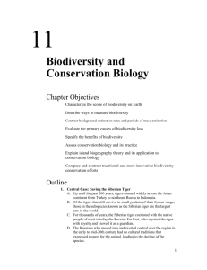 Chapter 11 - Biodiversity and Conservation Biology Outline