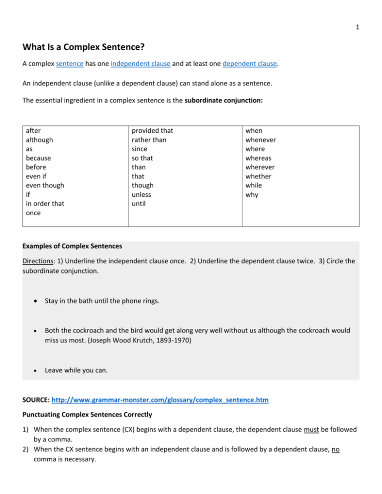 Complex Sentences