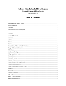 Student-Parent Handbook - Hebrew High School of New England