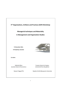2nd Organizations, Artefacts and Practices (OAP) Workshop