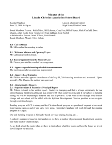 Minutes of the Lincoln Christian Association School Board