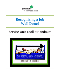 SU Toolkit HANDOUT 1 – Recognizing a Job Well Done