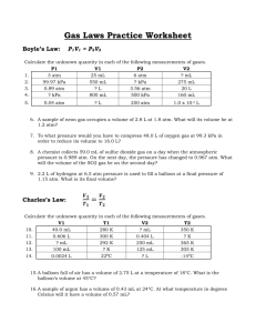 Gas Laws Practice Worksheet Boyle`s Law
