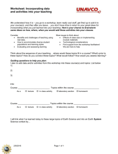 Worksheet to incorporate GPS data into your classroom