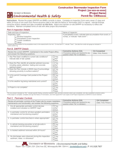 University inspection form - the Department of Environmental Health