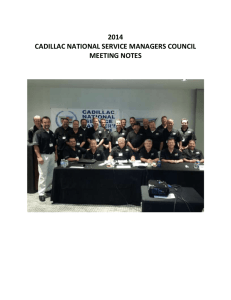 2014 cadillac national service managers council meeting notes