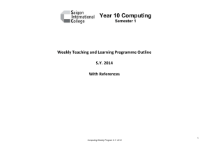 Computing Weekly Teaching Program Semester 1 2014