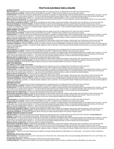 TRUTH-IN-SAVINGS DISCLOSURE SAVINGS ACCOUNT Rate