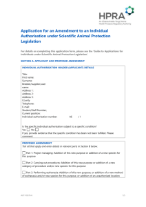 Application for an Amendment to an Individual Authorisation under