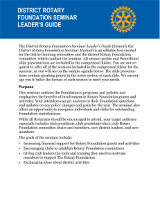 District Rotary Foundation Seminar Manual