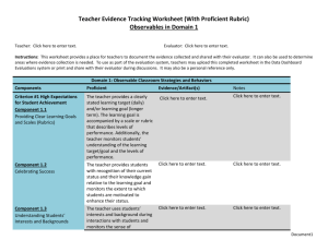 Teacher Evidence Tracking Worksheet Observables (With Proficient