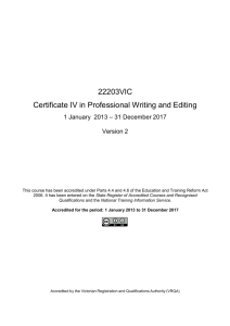 Certificate IV in Professional Writing and Editing * 22203VIC