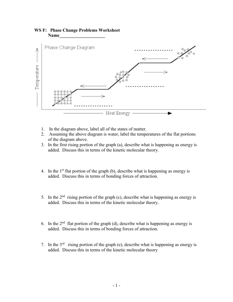 WS F: Phase Change Problems Worksheet Throughout  Phase Change Worksheet Answers