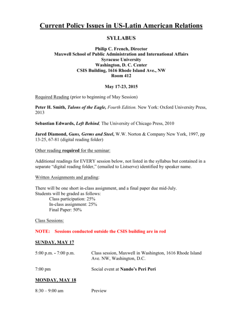 Current Policy Issues In Latin America And The