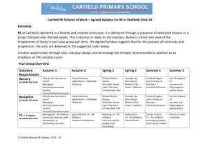 RE Scheme of Work 2014 - Carfield Primary School