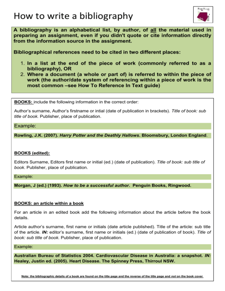 How To Write A Bibliography