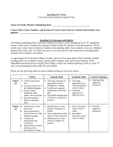 Speaking (S) Core Assessment Summary Report Form