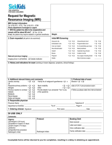 MRI Requisition Form - The Hospital for Sick Children