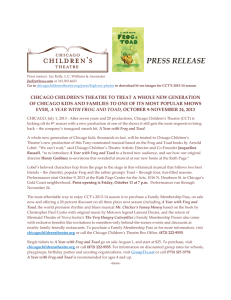 CCT A Year with Frog & Toad press release