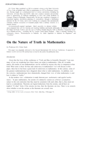 On the Nature of Truth in Mathematics