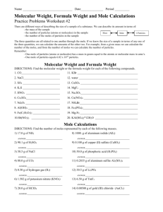 Moles WS 2 Molecular Weight and Mole Calculations